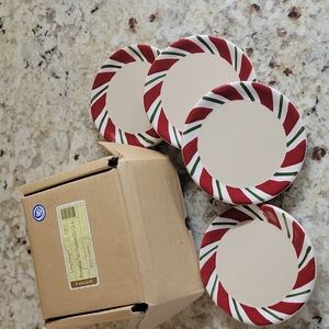 Longaberger  Christmas  Peppetmint Twist Coasters